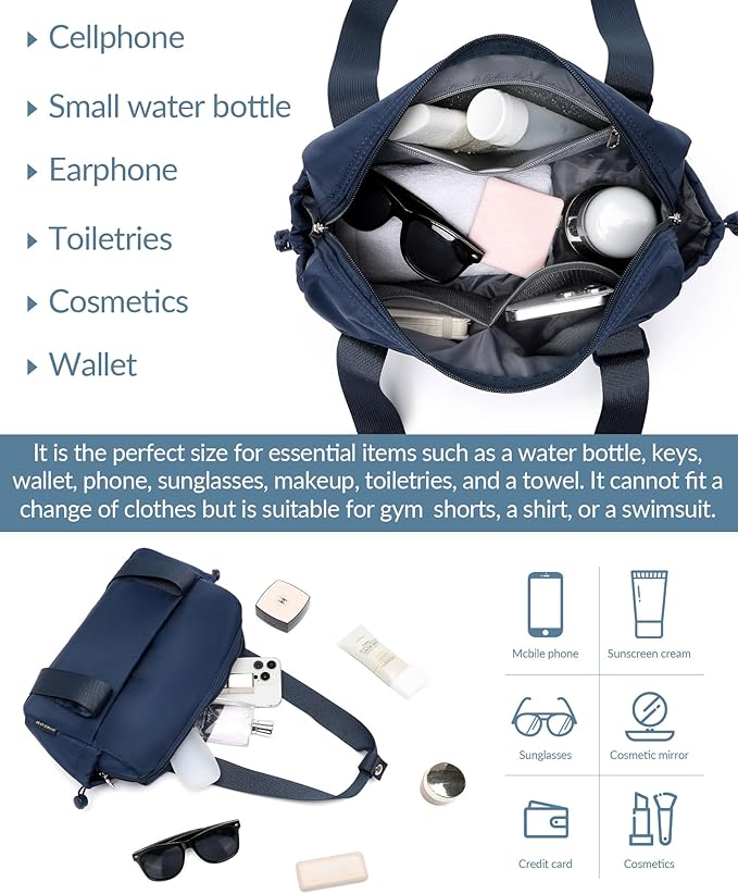 Small Gym Bag for Women Mini Duffle Bag with Wet Compartment, Lightweight Waterproof Cute Tote for Girls Workout Sport Travel,Blue
