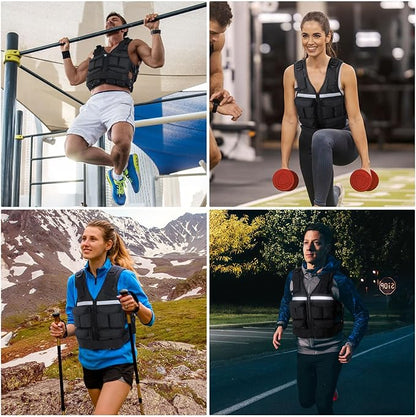 Sportneer Adjustable Weighted Vest Weights: 2-18 lbs/2-40 lbs Washable Weight Vest for Walking 16 In 1 Fast Adjust Rucking Vest for Women and Men Home Gym Running Jogging Strength Training Vests