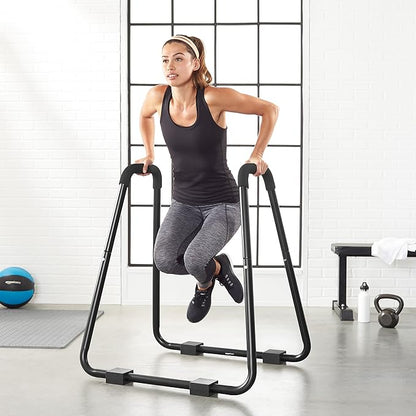 Amazon Basics Strength Training Dip Station for Home Gym, Portable Tricep Dips Bar, Black