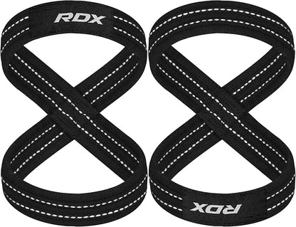 RDX Weight Lifting Straps Figure 8, Anti Slip Strap with Cuffs Wrist Support for Gym Workout Deadlift Powerlifting Bodybuilding Weightlifting, Fitness Strength Training, Hand Bar Grip for Men
