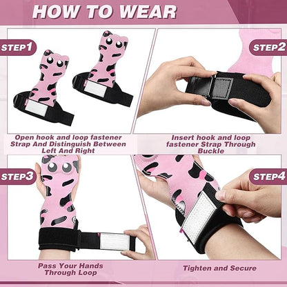 Lifting Wrist Straps Weight Lifting Grips with Cushion Wrist Loop Gym Workout Straps Double Layer Leather with Storage Pouch for Women and Men Deadlift Powerlifting Pull Up