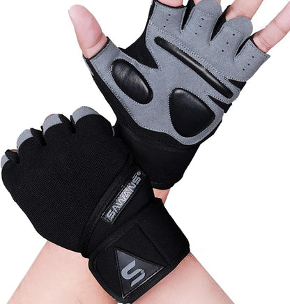SAWANS Fitness Workout Gloves Gym Weight Lifting Gloves for Men Women Breathable Gymnasium Wrist Support Padded Deadlifts Exercise Training Pull Ups