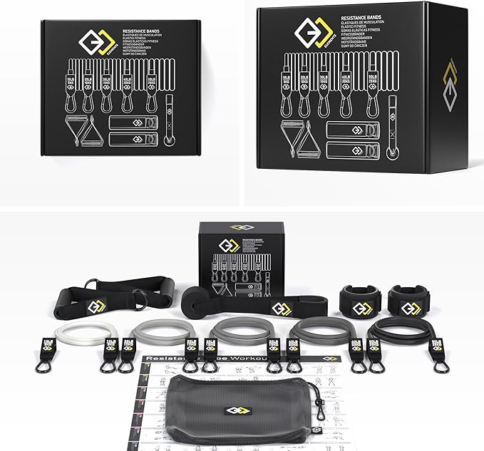 Resistance Bands Set - Premium Exercise Bands with Handles - Resistance Tubes for Men and Women - Professional Home Gym Fitness Equipment for Full Body Workout and Strength Training