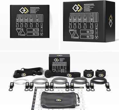 Resistance Bands Set - Premium Exercise Bands with Handles - Resistance Tubes for Men and Women - Professional Home Gym Fitness Equipment for Full Body Workout and Strength Training