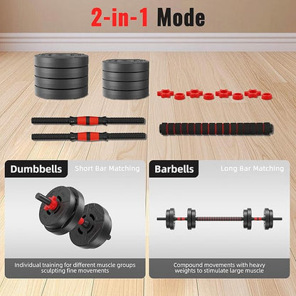 Fitvids Adjustable Dumbbell Set, 40/60LBS Free Weight Set, Multi-Functional Portable Changeable Dumbbell Barbell Kettlebell Set for Home, Multiple Style
