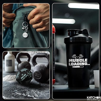 KatchOn, Fitness Gift Set – Pack of 4 | Gym Accessories for Men, with Exercise Dice | Valentine Gifts for Him | Workout Gifts for Men, Pre Workout Shaker, Dice and Dumble Keychains