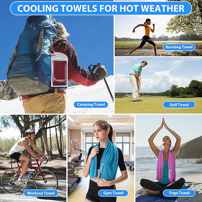 SYOURSELF Cooling Towel, Cooling Towels for Neck,40" x 12"Ice Towel for Instant Cooling Relief, Soft Breathable Chilly Towel, Perfect Yoga, Golf, Sports, Gym, Workout, Athletes Towel (1PC-Red)