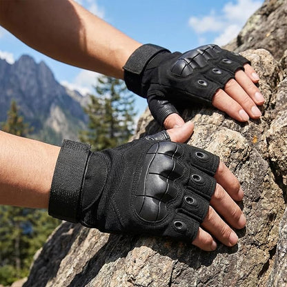 Fingerless Tactical Motorcycle Gloves for Men Women, Breathable TPU Protection, for Cycling ATV Riding Tactical Training Fitness Workout Black L
