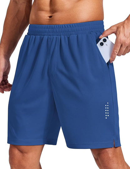 COOFANDY Mens Gym Athletic Shorts with Zipper Pockets Quick Dry 7" Workout Running Training Shorts