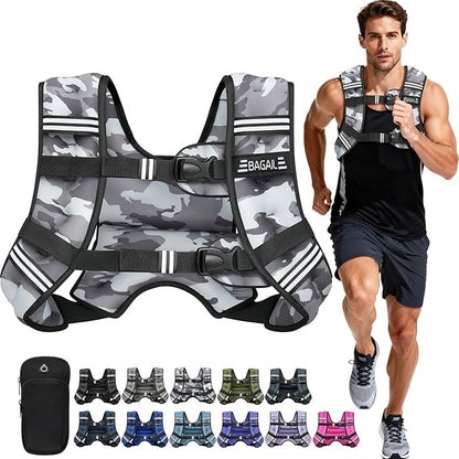 BAGAIL Comfort-Fit Weighted Vest for Woman, Even Weight Distribution, Faster Weight Loss, No-Chafe or Bounce for Walking & Running with Detachable Phone Pouch & Reflective Stripes (Available 5-30lbs)