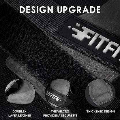 Weight Lifting Wrist Strap, Double Leather Weightlifting Wrist Straps for Gym Strength Training, Neoprene Padded Wrist Wraps - for Men & Women (Pair)