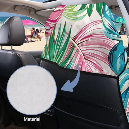 Bulopur Tropical Monstera Leaf Sweat Towel Car Seat Cover for Gym Post-Work Running Athletic Beach Towel Machine Washable Lightweight Soft Car Interior Accessories for Women Girly