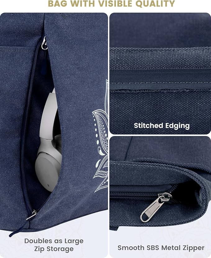 Gonex Yoga Mat Bag, Large Tote Bag with Multi Pockets for Women Men, Canvas Mat Carrier, Full Zipper Easy Access for Pilates Gym Travel