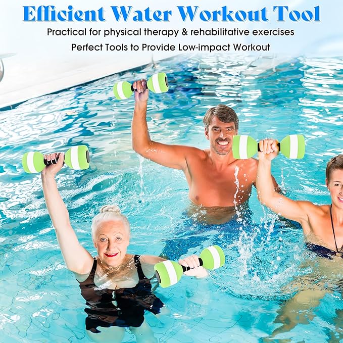 Aquatic Dumbbells, 2PCS EVA Foam Water Weights, Aquatic Exercise Dumbbells for Adults Youth Women Water Workouts Tools