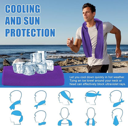 4 Pack Cooling Towel for Neck and Face,Sports Tennis Hiking Running Riding Yoga Fitness Gym Workout Sweat Ice Towel (Multicolor-04)
