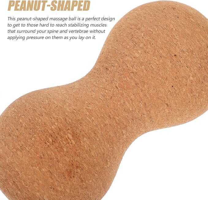 Peanut Massage Ball Double Massage Tool Cork Wood Deep Tissue Massager for Back, Neck, and Muscle Trigger Point Therapy Fitness Exercise and Mobility Random Color