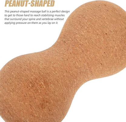 Peanut Massage Ball Double Massage Tool Cork Wood Deep Tissue Massager for Back, Neck, and Muscle Trigger Point Therapy Fitness Exercise and Mobility Random Color