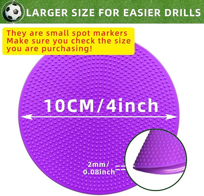 4 inch/9 Inch Colored Poly Spot Marker 12 Pcs, Non-Slip Rubber Agility Markers Flat Field Cones Floor Dots for Football, Basketball Training Markers, Dance Practice and Drills with Flat Cones Points