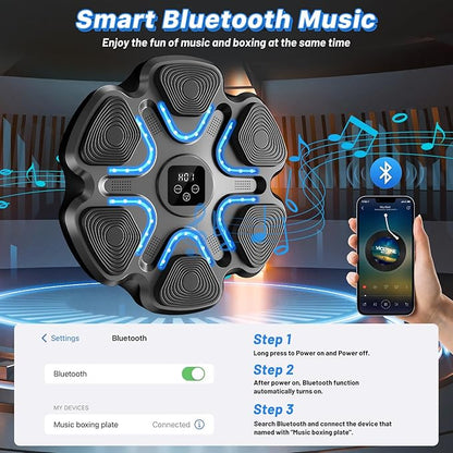 Music Boxing Machine for Kids and Adults, Wall Mounted Bluetooth Punching Trainer with Boxing Gloves, Intelligent LED Boxing Target Workout Machine for Teenagers Boys Girls