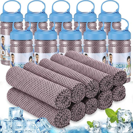 Honoson 10 Pack Cooling Towels Bulk - 47"x12" Soft Breathable Ice Towels for Neck & Face, Portable Chilly Rags Microfiber Sweat Rags for Yoga, Sports, Gym, Workout & Fitness(Pink)