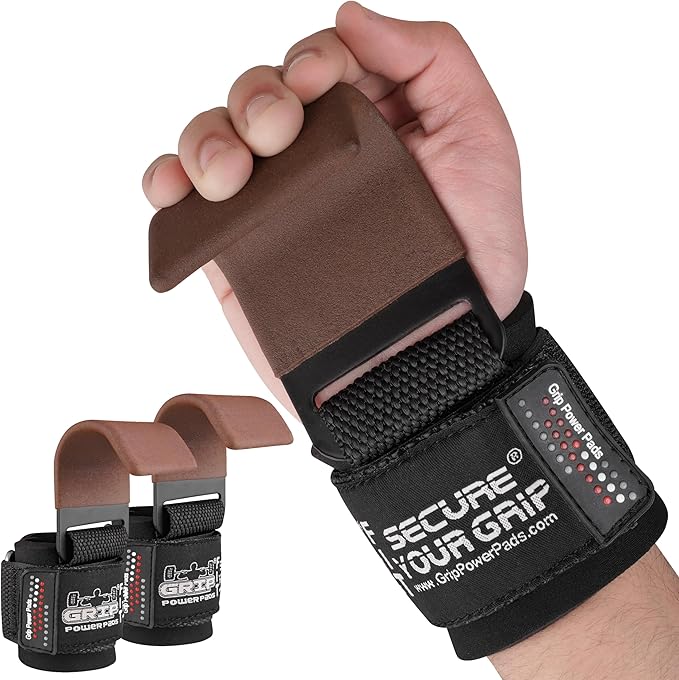 Weight Lifting Rod Hooks Heavy Duty Wrist Wraps Power Weight Lifting Training Gym Grips Straps Set of 2