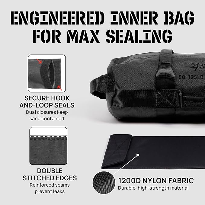 Yes4All Sandbags for Working Out, Adjustable Sand Bags for Weight Training with Handles, Multiple Colors & Sizes 5-200lbs