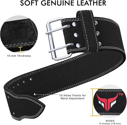 Mytra Fusion Weight Lifting Belt Double Prong Buckle Power Lifting Belt Leather Weightlifting Belt for Training Gym Workout