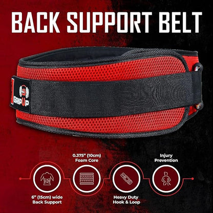 Weight lifting Belt 6 Inch Auto-Lock Curved Padded Back Lumbar Support Gym Belt for Fitness Exercise Bodybuilding Powerlifting Workouts Deadlifts Squats & Weightlifting Men Women