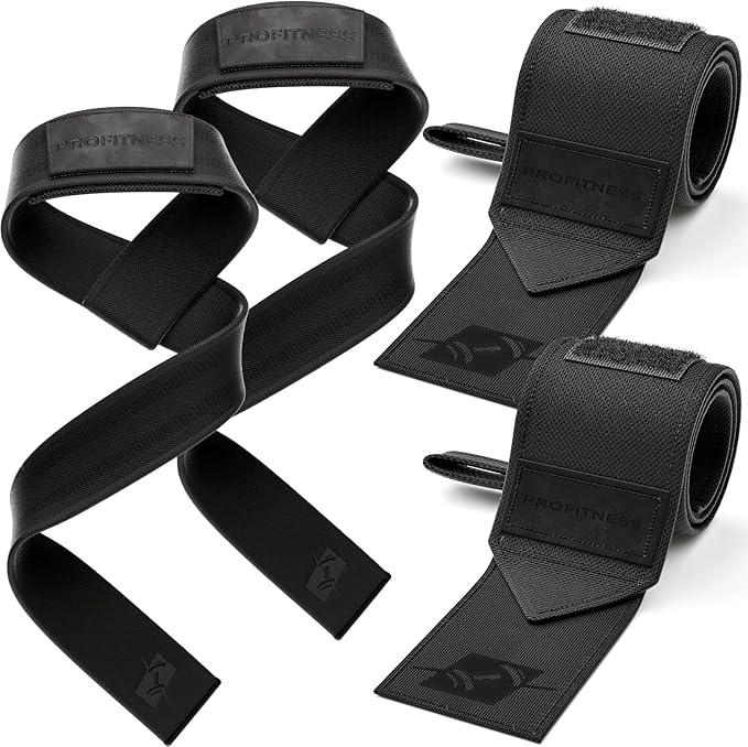 ProFitness Wrist Wraps for Weightlifting with Premium Lifting Straps - Weight Lifting Wrist Wraps and Gym Straps Ideal for Men & Women Workout & Training - Workout Straps with Wrist Support