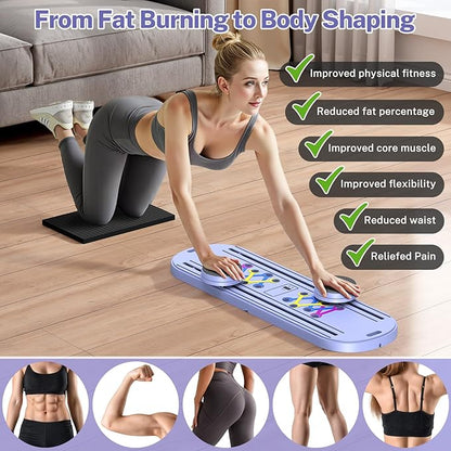 Pilates Board,Foldable Pilates Reformer Equipment with Timer, Multi-Purpose Portable Pilates Reformer Machine Home Pilates Kit for Home Workout,Fitness,Exercise,Abs