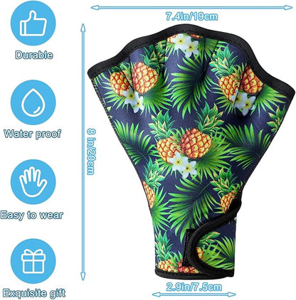 Honoson 2 Pairs Swimming Gloves Women Water Aerobics Gloves Aquatic Fitness Water Resistance Webbed for Men Women Unisex Poll Training Exercise