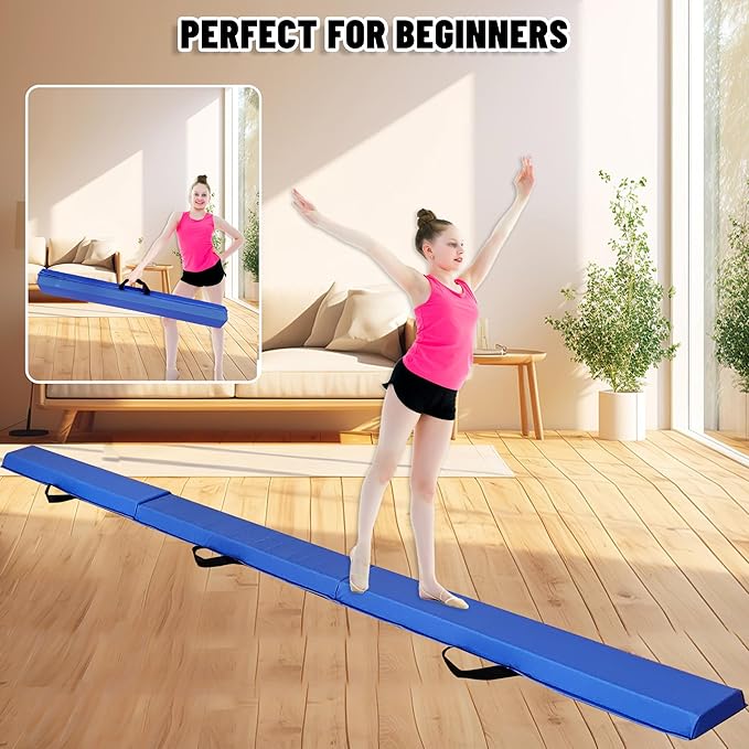 MARFULA 6 FT / 8 FT / 9 FT / 10 FT Folding Gymnastic Balance Beam for Kids with Carry Bag for Home and Club Use