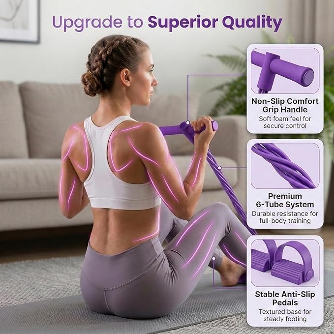 Resistance Bands with Handles, 6 Tube Pedal Exercise Bands for Home Workout, Adjustable Resistance Bands for Arms Legs & Core Training