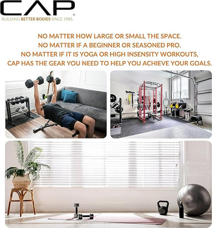 CAP Barbell Rubber Coated Dumbbell Weight Set with Vertical Rack | 100 lb, 150 lb, and 210 lb Options