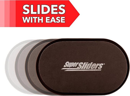 Super Sliders 5-3/4" x 9-1/2" XL Oval Reusable Furniture Sliders for Carpet, Anti-Slip Protective Furniture Moving Pads for Beds, Sofas, Dressers, Set of 4, Brown