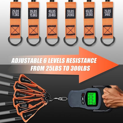 Resistance Bands with Handles, 300 LBS Heavy Duty Exercise Bands for Working Out, Fitness Bands with Door Anchor & Ankle Straps for Men & Women's Heavy Resistance Training, Yoga, Physical Therapy