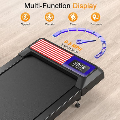 Walking Treadmill Pad with Handle Bar, Silent Fitness Equipment, Treadmill with 4-in-1 Modes, Easy Assembly, Portable Home Gym Equipment