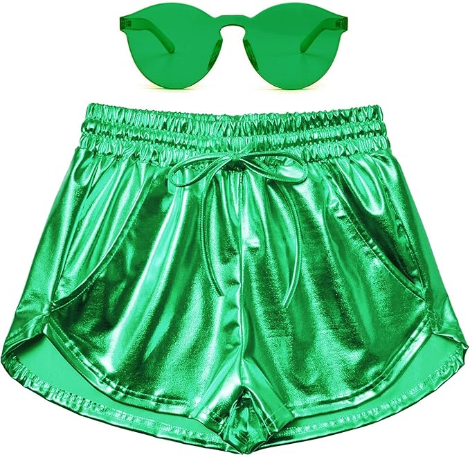 Perfashion Women's Metallic Shorts Summer Sparkly Hot Outfit Shiny Short Pants