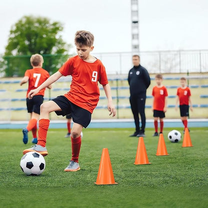 24pcs Cones 9 Inch Soccer Cones and Plastic Traffic Cones, Durable Cones for Sports Training, Ideal for Soccer, Basketball, Football, Skating, and Agility Drills Practice