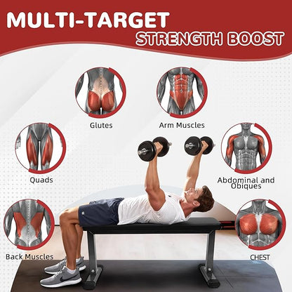 Fitvids Heavy Duty Adjustable and Foldable Utility Weight Bench for Upright, Incline, Decline, and Flat Exercise
