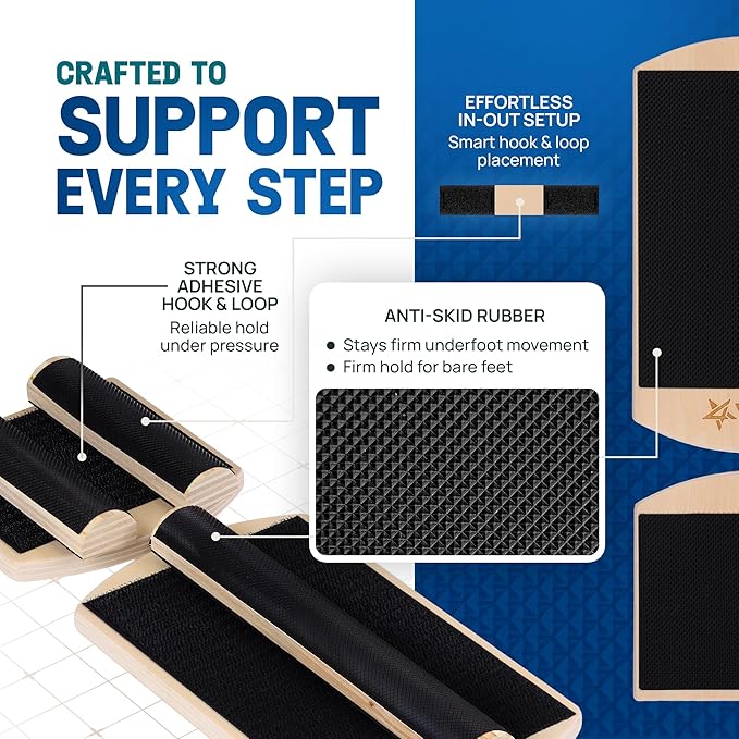 Yes4All 350LBS Professional Wooden Balance Board for Leg Workout, Anti-Slip Rocker Board, Wobble Board for Standing Desk
