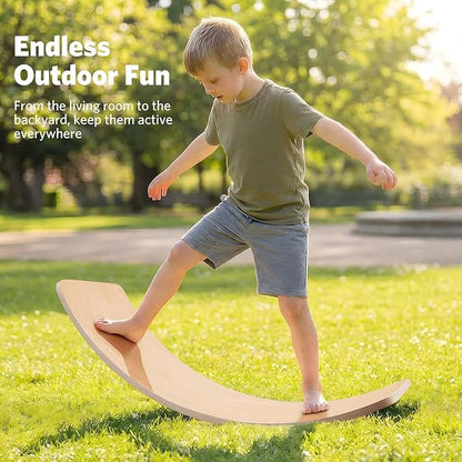 Natural Wood Balance Board for Kids | Montessori Wobble Board for Toddlers & Children Ages 3-8, Open-Ended Waldorf Learning Toy for Indoor Play, Core Balance Trainer, Birthday & Christmas Gift 2026