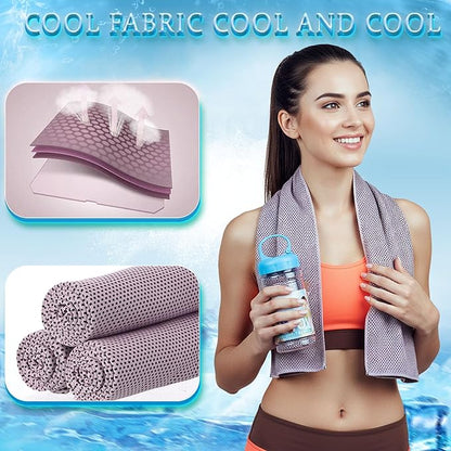 Honoson 10 Pack Cooling Towels Bulk - 47"x12" Soft Breathable Ice Towels for Neck & Face, Portable Chilly Rags Microfiber Sweat Rags for Yoga, Sports, Gym, Workout & Fitness(Pink)