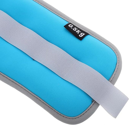1kg (0.5kg X 2) Sky Blue Ankle and Wrist Weights Adjustable Sandbag Arm Weights for Women Men Fitness Running Training Strength Workout