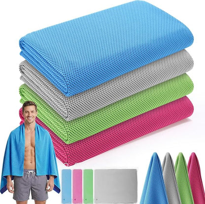 Chumia 4 Pack 55" x 27" Microfiber Sweat Towels Quick Dry Absorbent, Large Cooling Towel For Men Women Gym shower, Multicolors Oversized Bath sheets Body Sweat Rags for Yoga Sports Running Sauna Beach