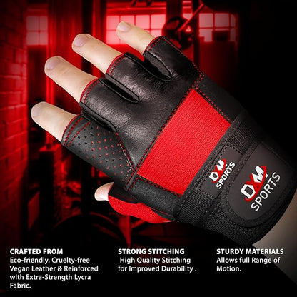 DXM SPORTS Weight Lifting Gym Workout Gloves with Wrist Wrap Support for Men & Women, Full Palm Protection Exercise Gloves for Weightlifting, Training, Fitness, Hanging, Pull ups