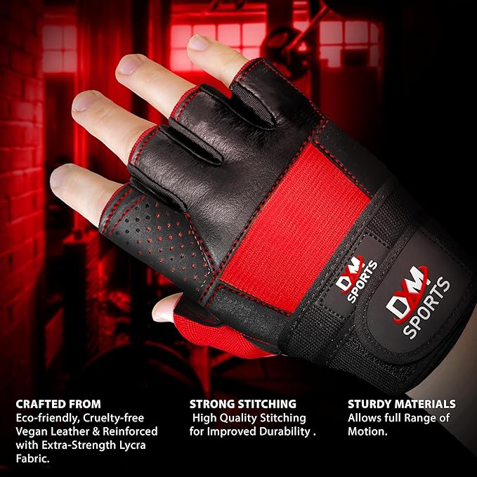 DXM SPORTS Weight Lifting Gym Workout Gloves with Wrist Wrap Support for Men & Women, Full Palm Protection Exercise Gloves for Weightlifting, Training, Fitness, Hanging, Pull ups