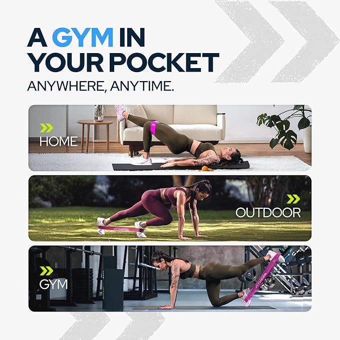 Fabric Mini Resistance Bands Sets for Trainers, Bootcamp, Gym for Men and Women in Fun Colors - Ebook, Videos and Workout Chart Included by Iron Core Fitness