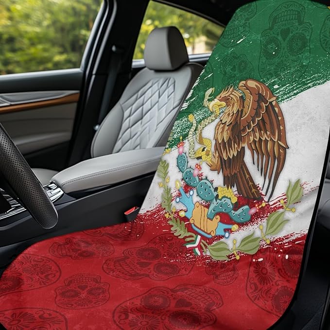 Bulopur Mexican Flag Sweat Towel for Car Seat Lightweight Portable Post Workout Towel Car Seat Cover Patriotic Automotive Interior Decor Accessories