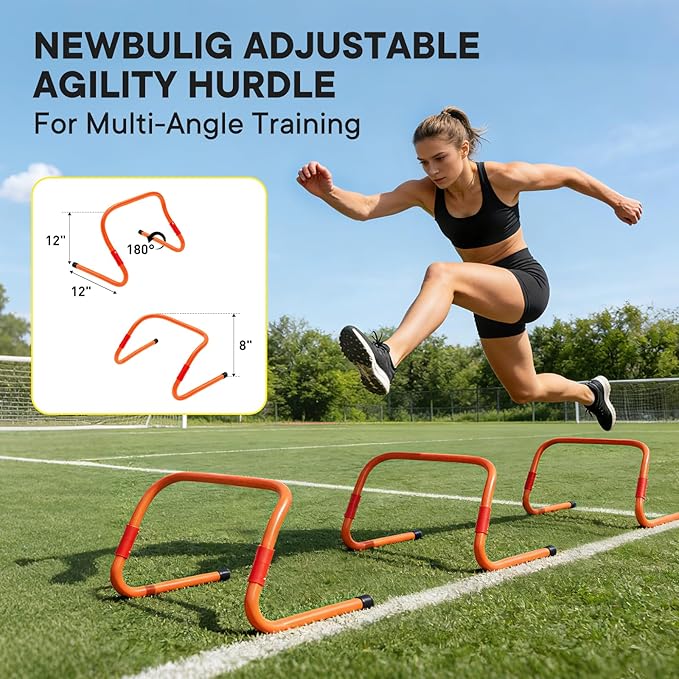 Agility Ladder Speed Training Equipment Set-20ft Ladder, 12 Cones, 4 Adjustable Hurdles, Jump Rope, Resistance Parachute| Basketball, Soccer, Football Practice Equipment for Youth, Adults